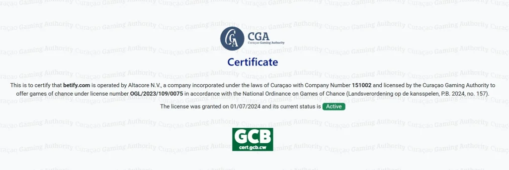 Certificat Officiel de Licence
