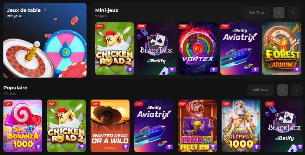 Jeux en ligne Betify Casino