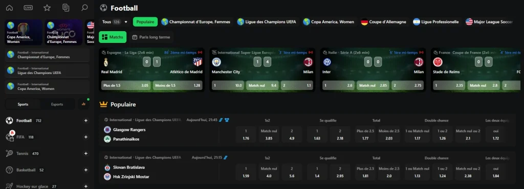 Paris sportifs sur Betify
